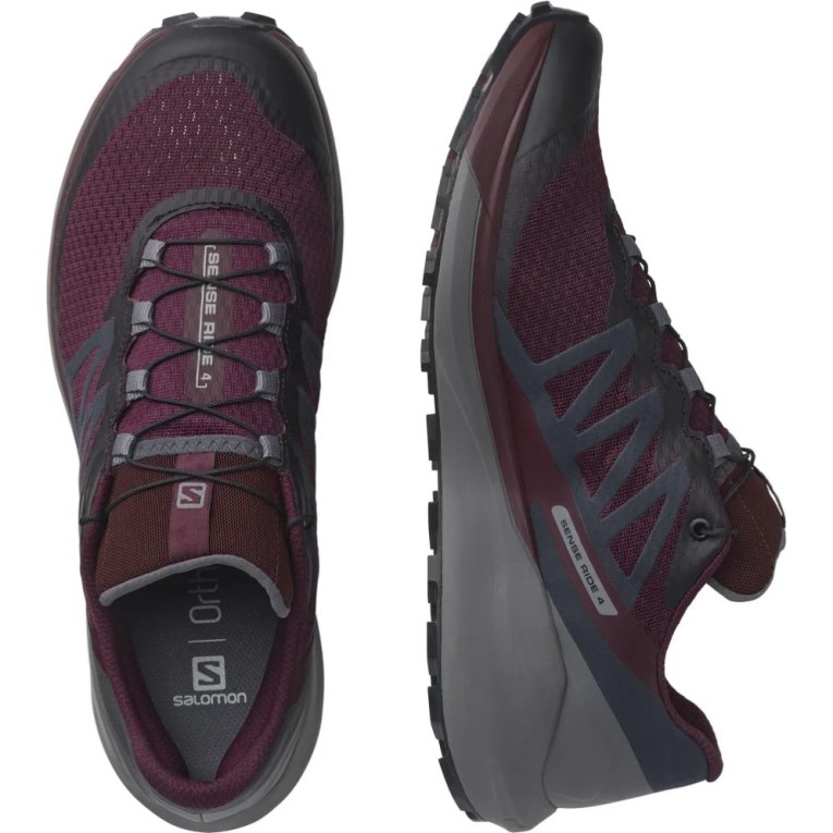 Sapatilhas Trail Running Salomon Sense Ride 4 Feminino Bordeaux Cinzentas Escuro | PT D74923